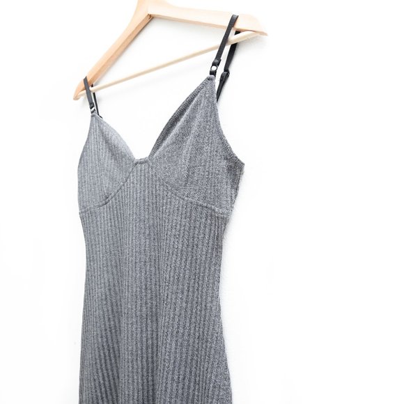 Opening Ceremony Ribbed Gray Mini Dress Sweetheart Neckline - Picture 4 of 7